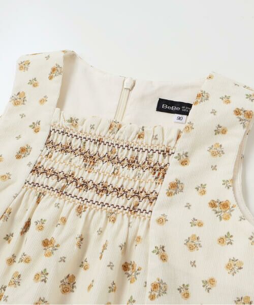 BeBe / べべ ミニ丈・ひざ丈ワンピース | 【お揃い】小花柄シャツコールスモック刺しゅうジャンパースカート(80~100cm) | 詳細9