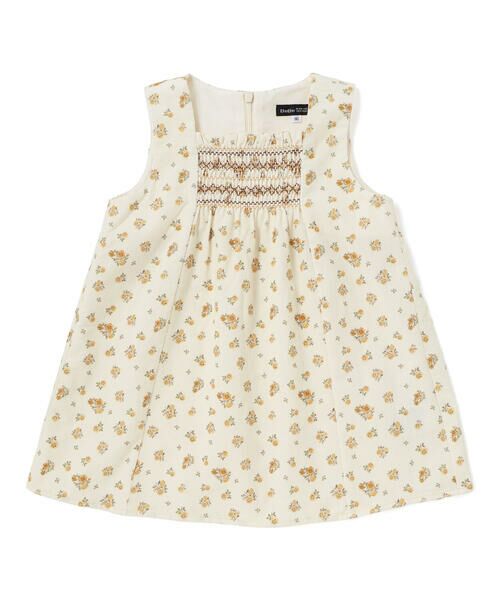 BeBe/べべ 【お揃い】小花柄シャツコールスモック刺しゅうジャンパースカート(80~100cm) イエロー系 100cm BeBe/べべ 【お揃い】小花柄シャツコールスモック刺しゅうジャンパースカート(80~100cm) イエロー系 100cm