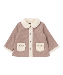 BeBe / べべ ステンカラーコート | スウェード調裏ボアコート(90~100cm)