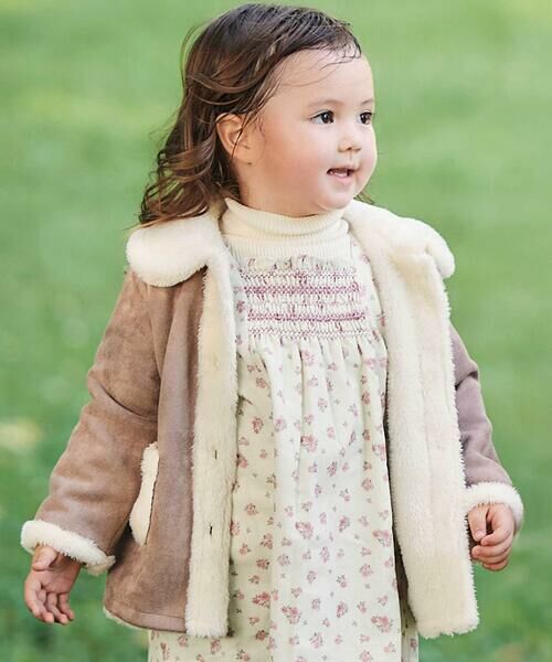 BeBe / べべ ステンカラーコート | スウェード調裏ボアコート(90~100cm) | 詳細2