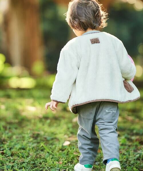 BeBe / べべ ノーカラージャケット | ボア裏ボーダーノーカラーコート(90~100cm) | 詳細4