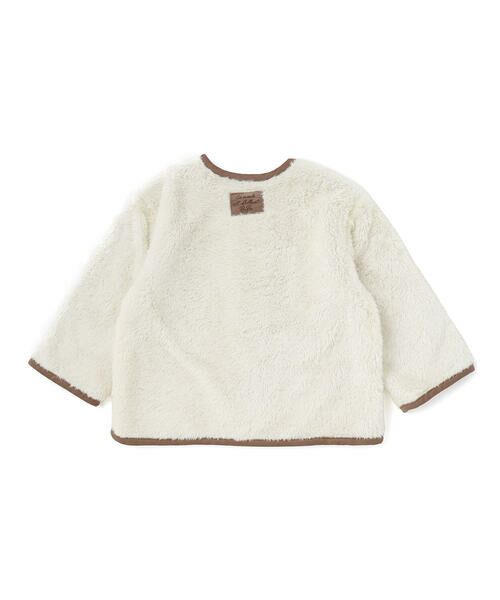 BeBe / べべ ノーカラージャケット | ボア裏ボーダーノーカラーコート(90~100cm) | 詳細6