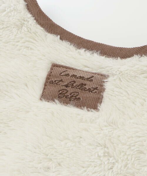 BeBe / べべ ノーカラージャケット | ボア裏ボーダーノーカラーコート(90~100cm) | 詳細7