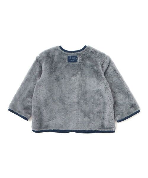 BeBe / べべ ノーカラージャケット | ボア裏ボーダーノーカラーコート(90~100cm) | 詳細10