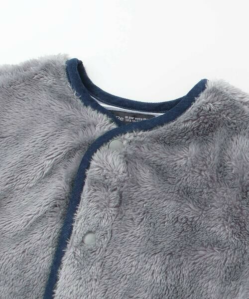 BeBe / べべ ノーカラージャケット | ボア裏ボーダーノーカラーコート(90~100cm) | 詳細11