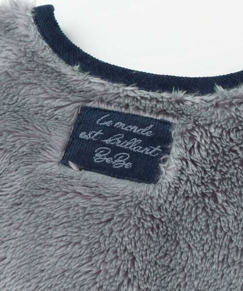 BeBe / べべ ノーカラージャケット | ボア裏ボーダーノーカラーコート(90~100cm) | 詳細12