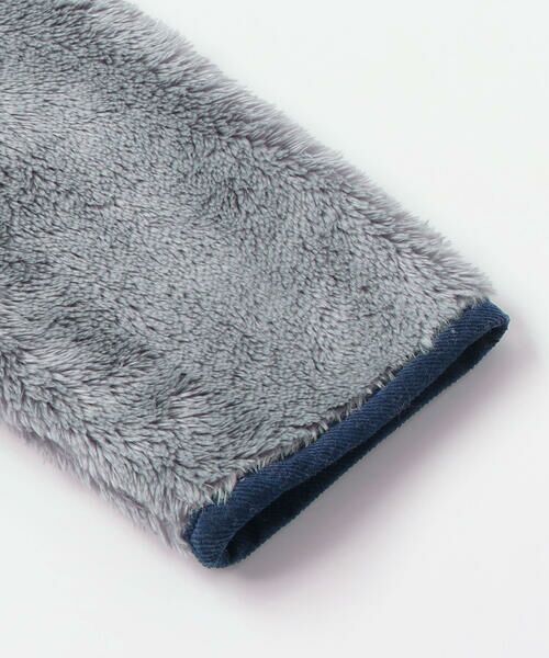 BeBe / べべ ノーカラージャケット | ボア裏ボーダーノーカラーコート(90~100cm) | 詳細13