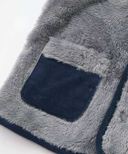 BeBe / べべ ノーカラージャケット | ボア裏ボーダーノーカラーコート(90~100cm) | 詳細14