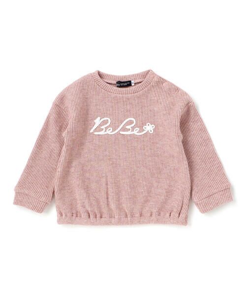 BeBe / べべ カットソー | ラメリブコード刺しゅうロゴプルオーバー(80~100cm) | 詳細3