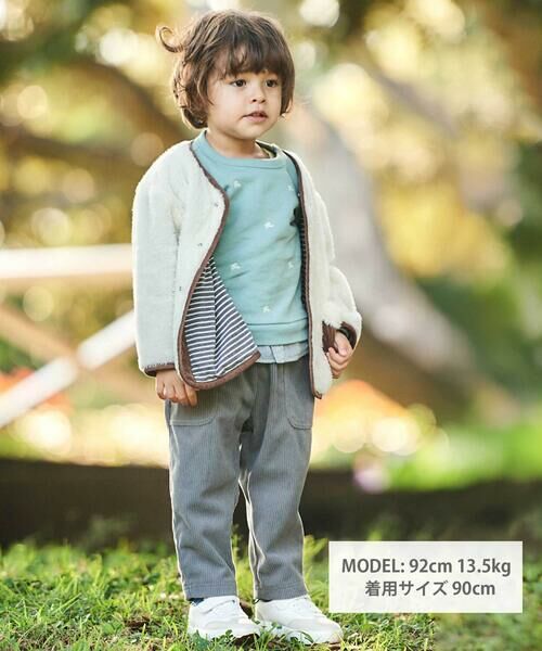 BeBe / べべ スウェット | ロゴ刺しゅう裏起毛レイヤード風トレーナー(80~100cm) | 詳細1