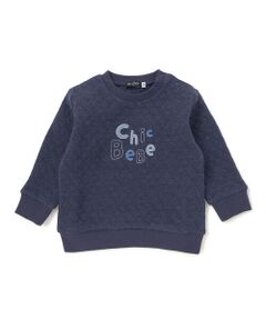 BeBe / べべ スウェット | 接結キルトMIXロゴトレーナー(80~100cm)