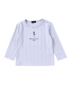 BeBe / べべ Tシャツ | 針抜きローズ刺しゅう長袖Tシャツ(80~100cm)