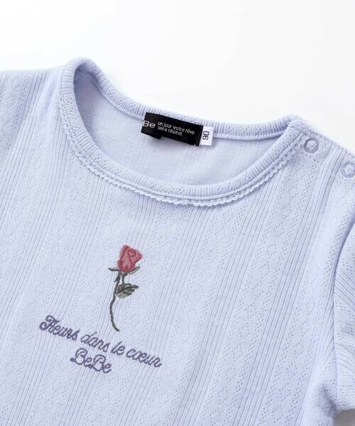 BeBe / べべ Tシャツ | 針抜きローズ刺しゅう長袖Tシャツ(80~100cm) | 詳細9