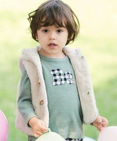 BeBe / べべ Tシャツ | Beパッチ刺しゅうスムース長袖Tシャツ(80~100cm)