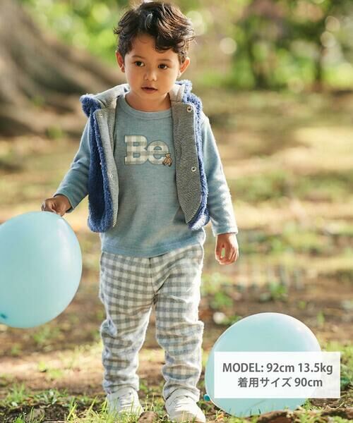 BeBe / べべ Tシャツ | Beパッチ刺しゅうスムース長袖Tシャツ(80~100cm) | 詳細1