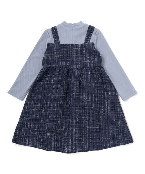 BeBe / べべ ミニ丈・ひざ丈ワンピース | 【お揃い】エタンセルラメツイードドッキングワンピース(90~160cm) | 詳細8