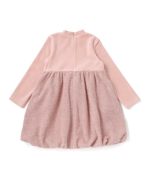 BeBe / べべ ミニ丈・ひざ丈ワンピース | ベロア×ファンシーヤーン切り替えハイネックバルーンワンピース(90~140cm) | 詳細2