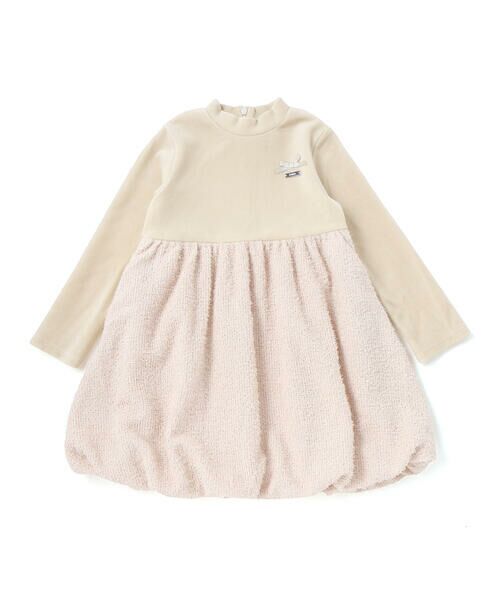 BeBe / べべ ミニ丈・ひざ丈ワンピース | ベロア×ファンシーヤーン切り替えハイネックバルーンワンピース(90~140cm) | 詳細10