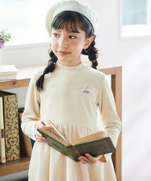 BeBe / べべ ミニ丈・ひざ丈ワンピース | ベロア×ファンシーヤーン切り替えハイネックバルーンワンピース(90~140cm) | 詳細5