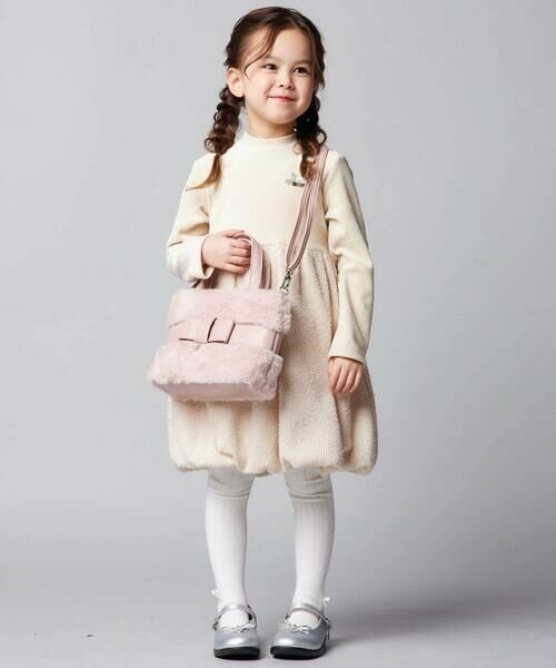 BeBe / べべ ミニ丈・ひざ丈ワンピース | ベロア×ファンシーヤーン切り替えハイネックバルーンワンピース(90~140cm) | 詳細7