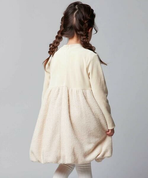 BeBe / べべ ミニ丈・ひざ丈ワンピース | ベロア×ファンシーヤーン切り替えハイネックバルーンワンピース(90~140cm) | 詳細9