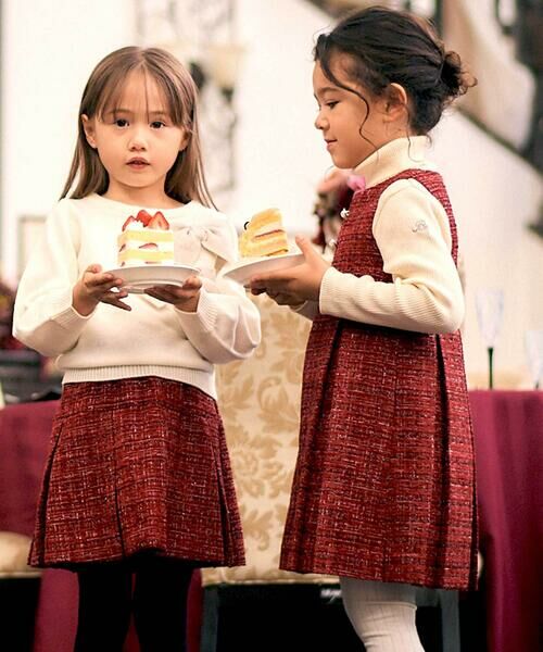 BeBe / べべ ミニ丈・ひざ丈ワンピース | 【お揃い】エタンセルラメツイードプリーツジャンパースカート(100~150cm) | 詳細2