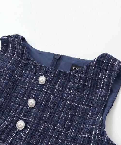 BeBe / べべ ミニ丈・ひざ丈ワンピース | 【お揃い】エタンセルラメツイードプリーツジャンパースカート(100~150cm) | 詳細9