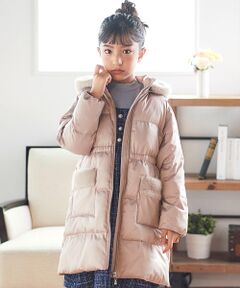 BeBe / べべ ダウンジャケット・ベスト | 【撥水加工】タフタウエストギャザーファーフード中綿コート(100~160cm)