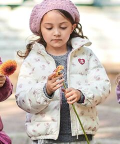 BeBe / べべ ダウンジャケット・ベスト | 【撥水加工】Girlyフラワープリントタフタフード中綿コート(90~150cm)