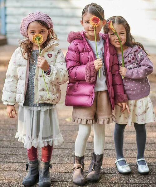 BeBe / べべ ダウンジャケット・ベスト | 【撥水加工】Girlyフラワープリントタフタフード中綿コート(90~150cm) | 詳細2