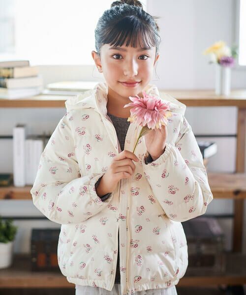 BeBe / べべ ダウンジャケット・ベスト | 【撥水加工】Girlyフラワープリントタフタフード中綿コート(90~150cm) | 詳細5