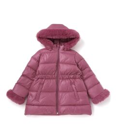 BeBe / べべ ダウンジャケット・ベスト | 【撥水加工】シャイニータフタウエスト切り替えシャギーファーフードダウンコート(90~150cm)