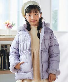 BeBe / べべ ダウンジャケット・ベスト | 【撥水加工】シャイニータフタウエスト切り替えシャギーファーフードダウンコート(90~150cm)