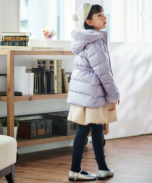 BeBe / べべ ダウンジャケット・ベスト | 【撥水加工】シャイニータフタウエスト切り替えシャギーファーフードダウンコート(90~150cm) | 詳細9