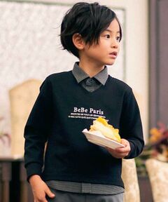 BeBe / べべ スウェット | ポンチ×チェックシャツレイヤード風トレーナー(90~160cm)