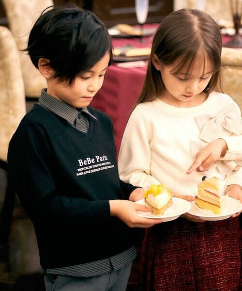 BeBe / べべ スウェット | ポンチ×チェックシャツレイヤード風トレーナー(90~160cm) | 詳細3