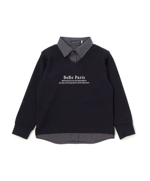 BeBe / べべ スウェット | ポンチ×チェックシャツレイヤード風トレーナー(90~160cm) | 詳細4