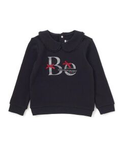 BeBe / べべ スウェット | マシュマロウラケラウンドカラーグリッターロゴトレーナー(90~150cm)