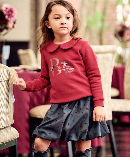 BeBe / べべ スウェット | マシュマロウラケラウンドカラーグリッターロゴトレーナー(90~150cm) | 詳細2