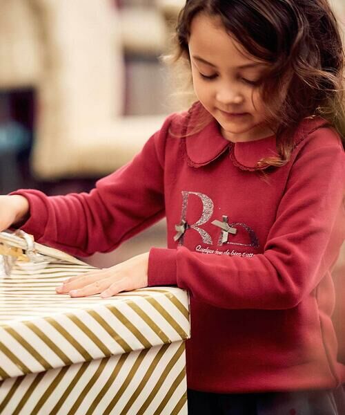 BeBe / べべ スウェット | マシュマロウラケラウンドカラーグリッターロゴトレーナー(90~150cm) | 詳細3