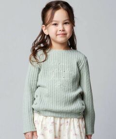 BeBe / べべ ニット・セーター | ケーブル編みカットニットサイドボタンプルオーバー(90~150cm)