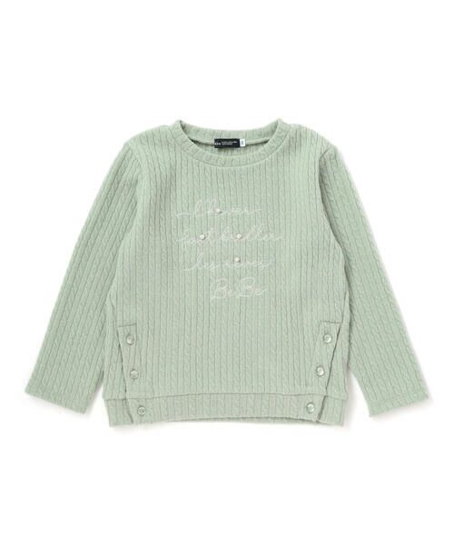 BeBe / べべ ニット・セーター | ケーブル編みカットニットサイドボタンプルオーバー(90~150cm) | 詳細4