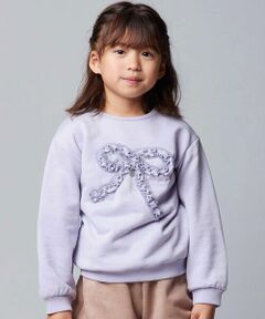 BeBe / べべ スウェット | ラメフリルリボンモチーフトレーナー(90~160cm)