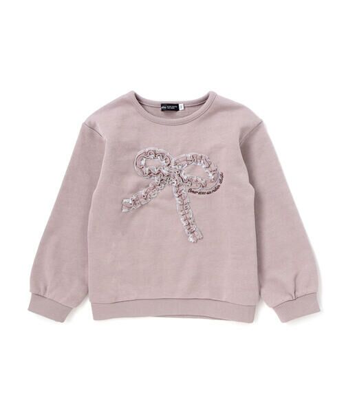 BeBe / べべ スウェット | ラメフリルリボンモチーフトレーナー(90~160cm)(ブラウン)