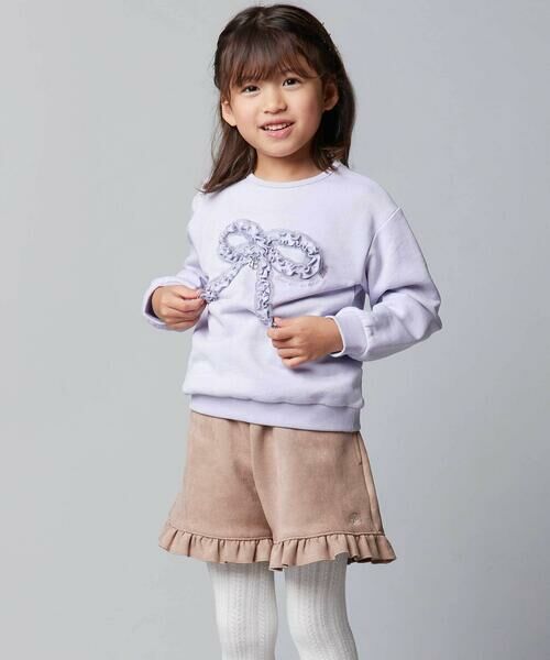 BeBe / べべ スウェット | ラメフリルリボンモチーフトレーナー(90~160cm) | 詳細6