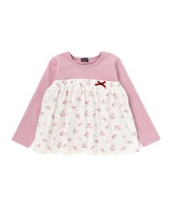 BeBe / べべ スウェット | 【お揃い】シャツコールGirlyフラワープリントドッキングプルオーバー(80~140cm)