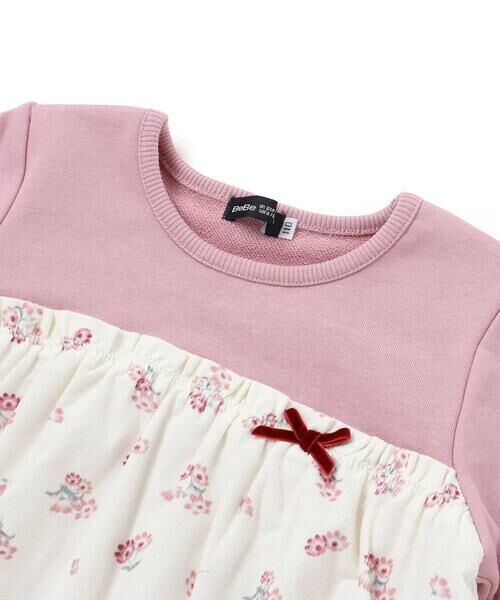 BeBe / べべ スウェット | 【お揃い】シャツコールGirlyフラワープリントドッキングプルオーバー(80~140cm) | 詳細2