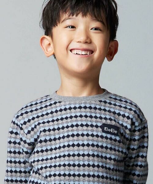 BeBe / べべ ニット・セーター | ダイヤMIXボーダーカットニットプルオーバー(90~150cm) | 詳細3