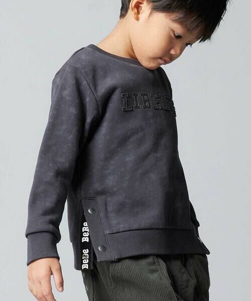 BeBe / べべ スウェット | ムラ染めサイドスナップロゴパッチトレーナー(90~160cm) | 詳細2