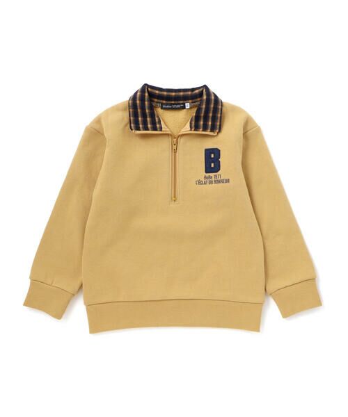BeBe / べべ スウェット | 裏起毛チェック切り替えハーフジップトレーナー(90~150cm) | 詳細3